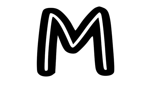 Bold Outlined Comic Mono Letter M