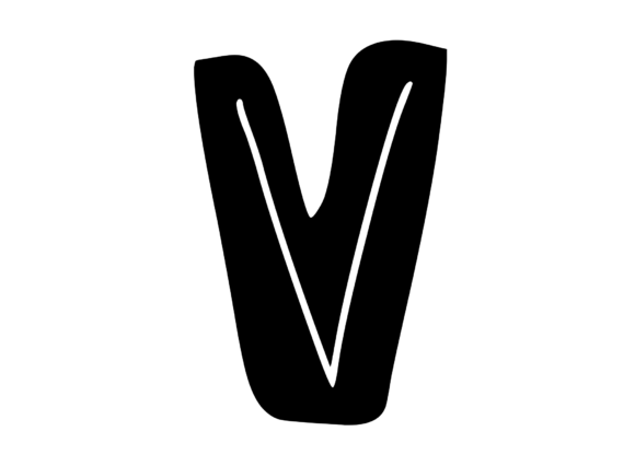 Funky Bold Skeleton Letter V